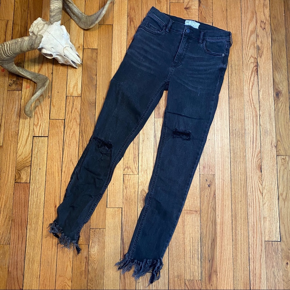 Free People High Waisted Raw Edge Denim Leggings